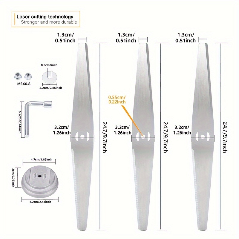 5 Inch Propeller - 3 Pieces of 9.7-Inch Straight Lawn