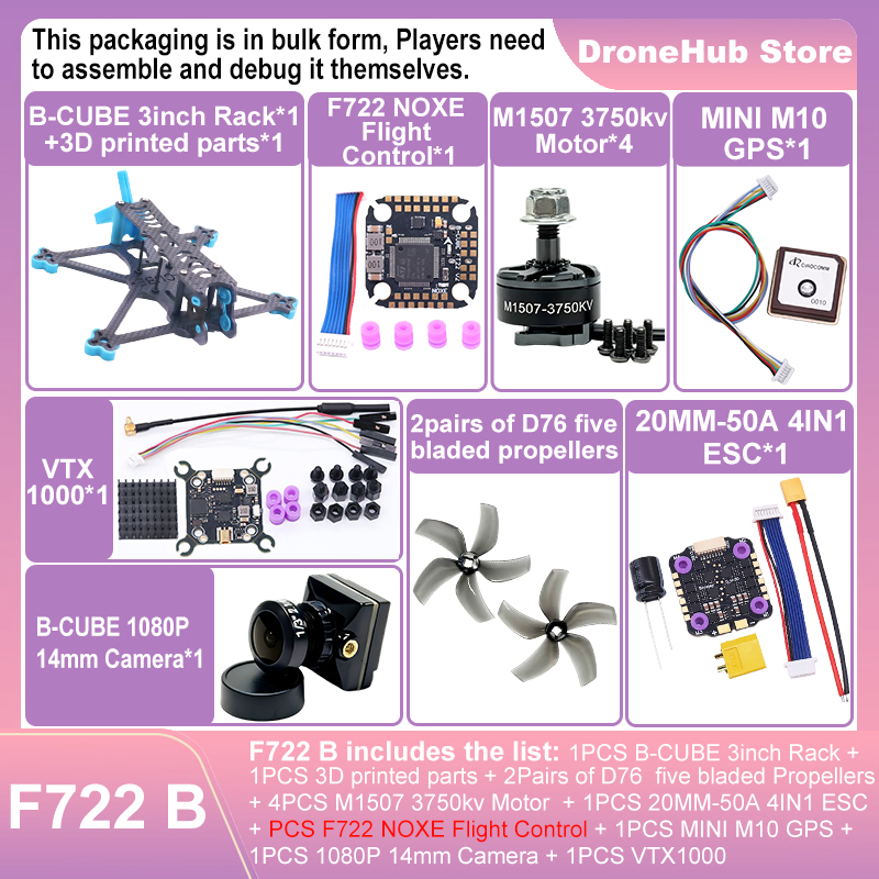 B-CUBE 3inch FPV Drone Frame K - F722 Flight Controller ulasan dan harga